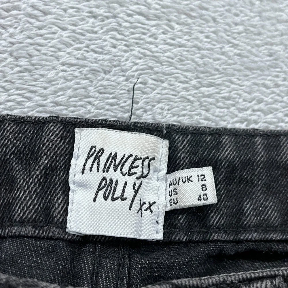 Princess Polly Jeans‎ Womens 8 Distressed Straight High Rise Y2K Grunge Black
